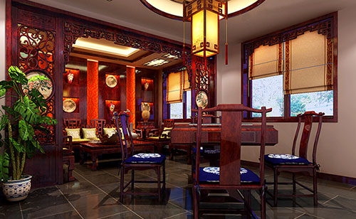 福贡古典中式风格茶楼包间设计装修效果图